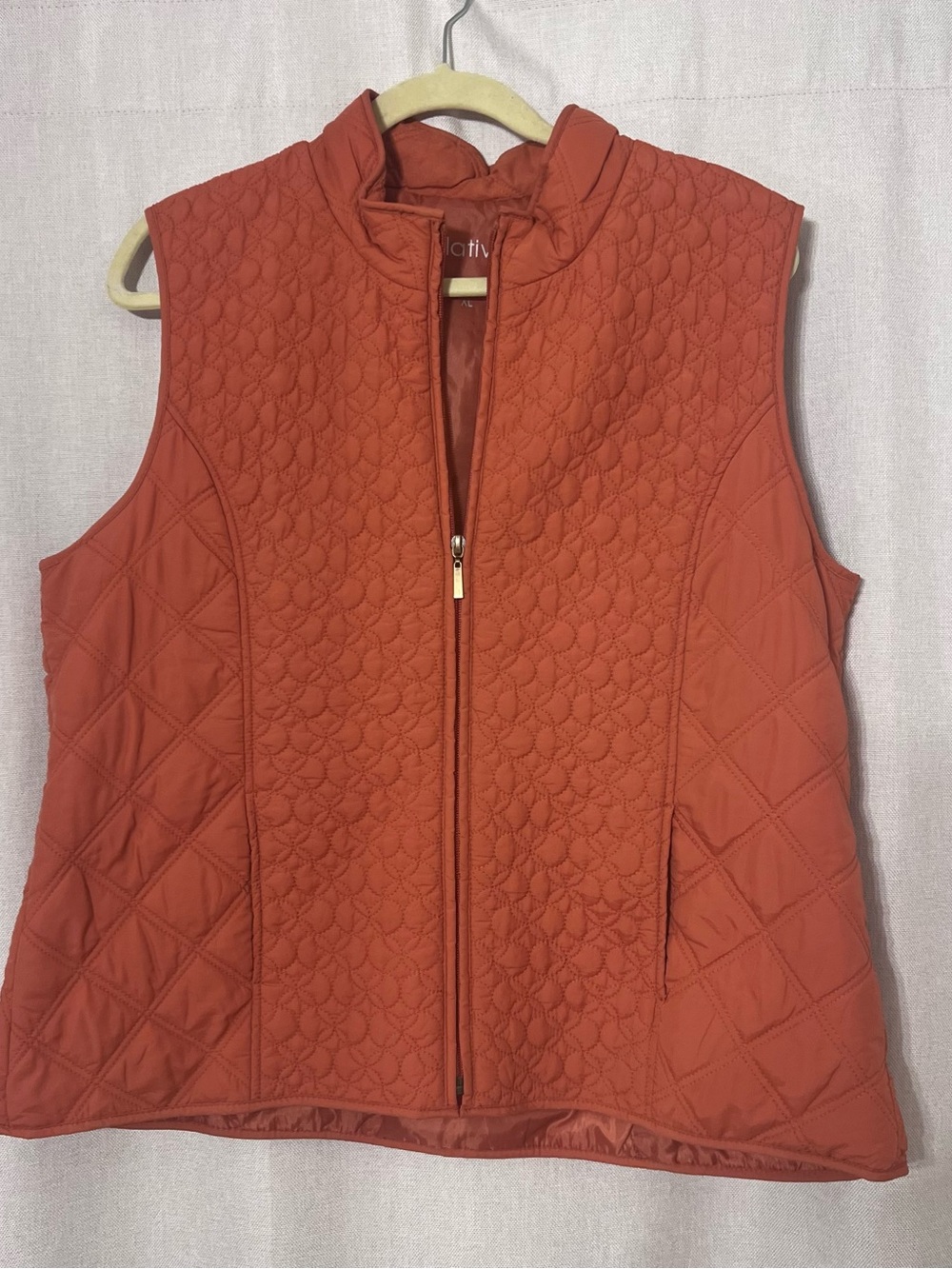 Relativity Quilted Orange Stand-Collar Vest